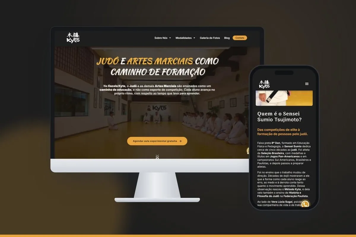 Escola Kyto, projeto da Novamedia em monitor e celular